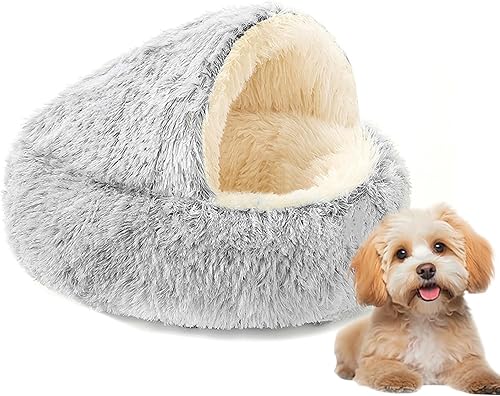 Cozy Cocoon Pet Bed – Soft Plush Cave with Cover for All Sizes