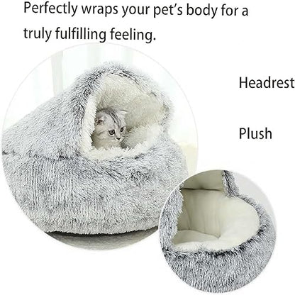 Cozy Cocoon Pet Bed – Soft Plush Cave with Cover for All Sizes